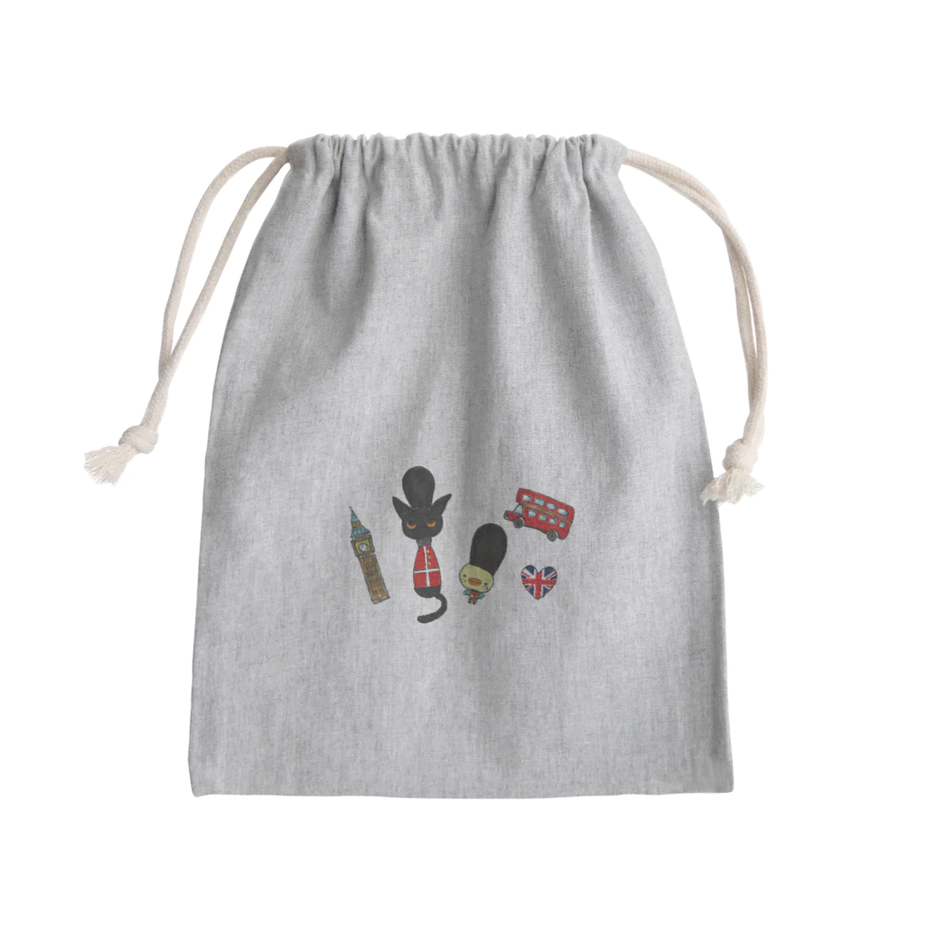 tsubasamoonのLONDON 天使のひよこちゃんと黒猫ムーン Mini Drawstring Bag