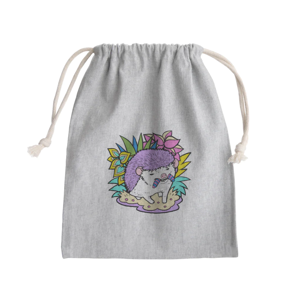 ポメ村ポメラニアンのパステルハリネズミ パープル Mini Drawstring Bag