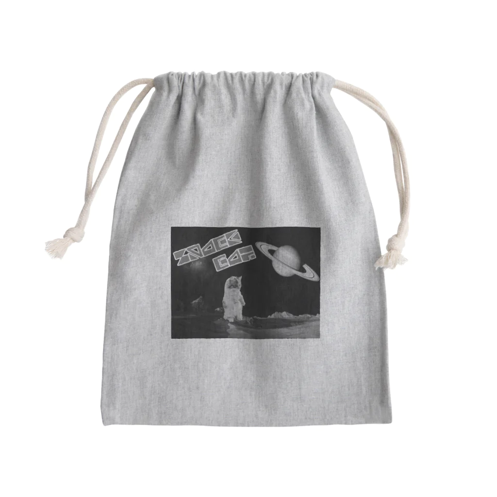 おもち屋さんのモノクロスペースキャット Mini Drawstring Bag