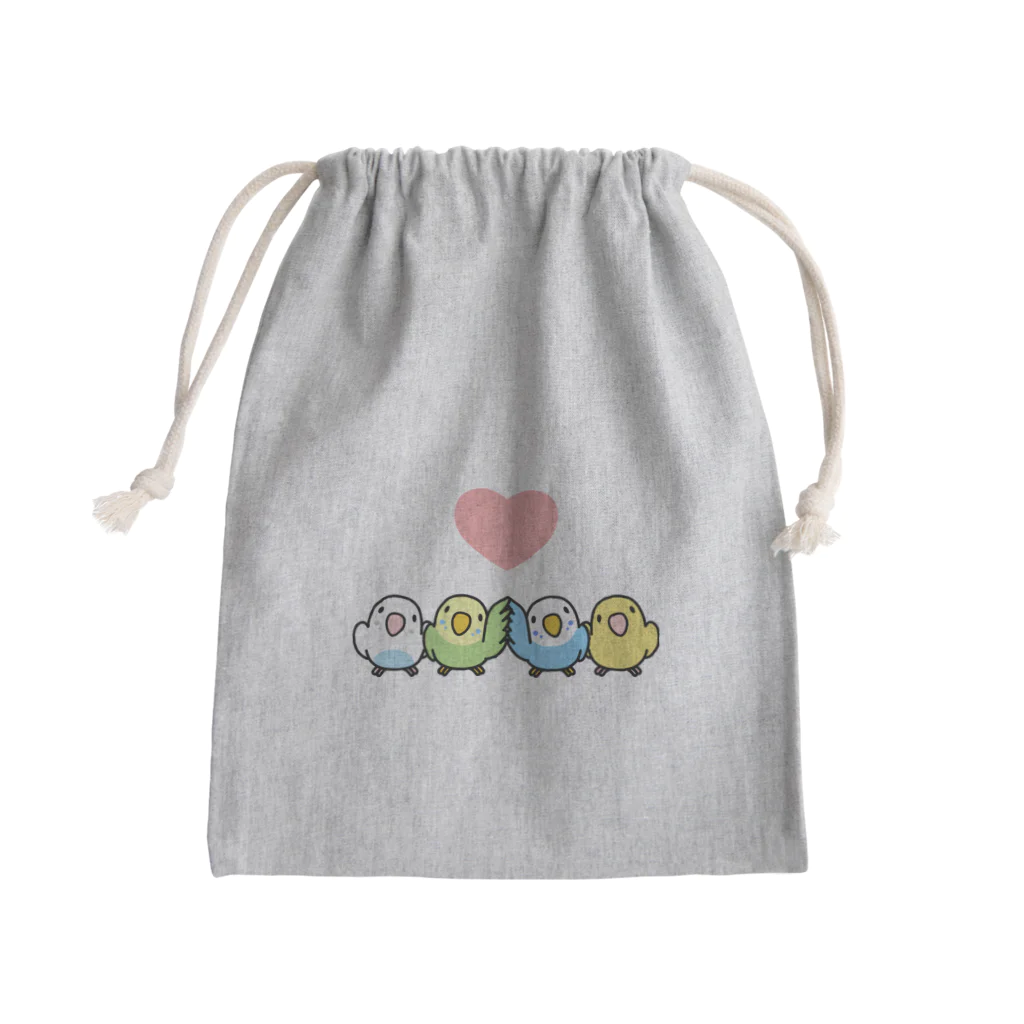 まめるりはことりのハイタッチなかよしセキセイインコ【まめるりはことり】 Mini Drawstring Bag