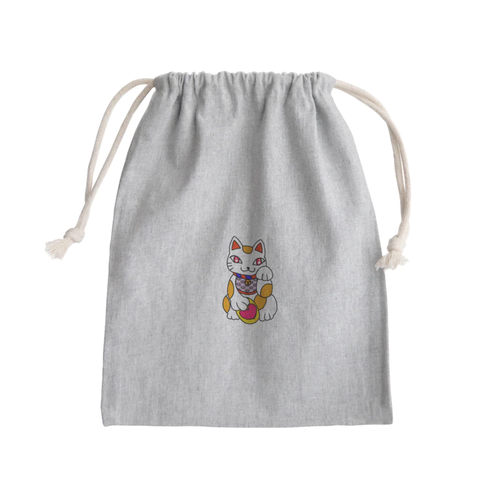 ヒロミンゴフラミンゴのまねきねんねこ Mini Drawstring Bag