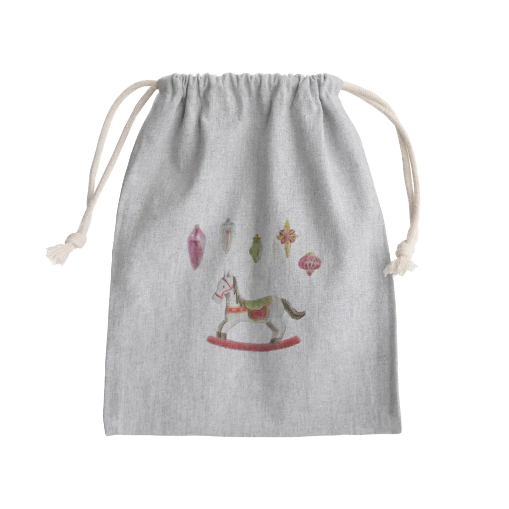 Rihoのクリスマス  白い木馬 Mini Drawstring Bag