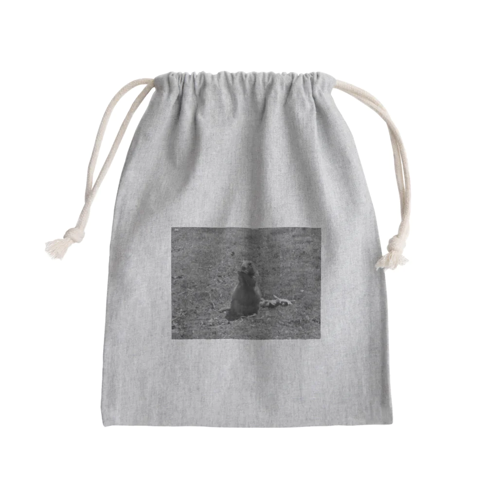 SHIHOのもぐもぐプレーリードッグ モノクロ Mini Drawstring Bag