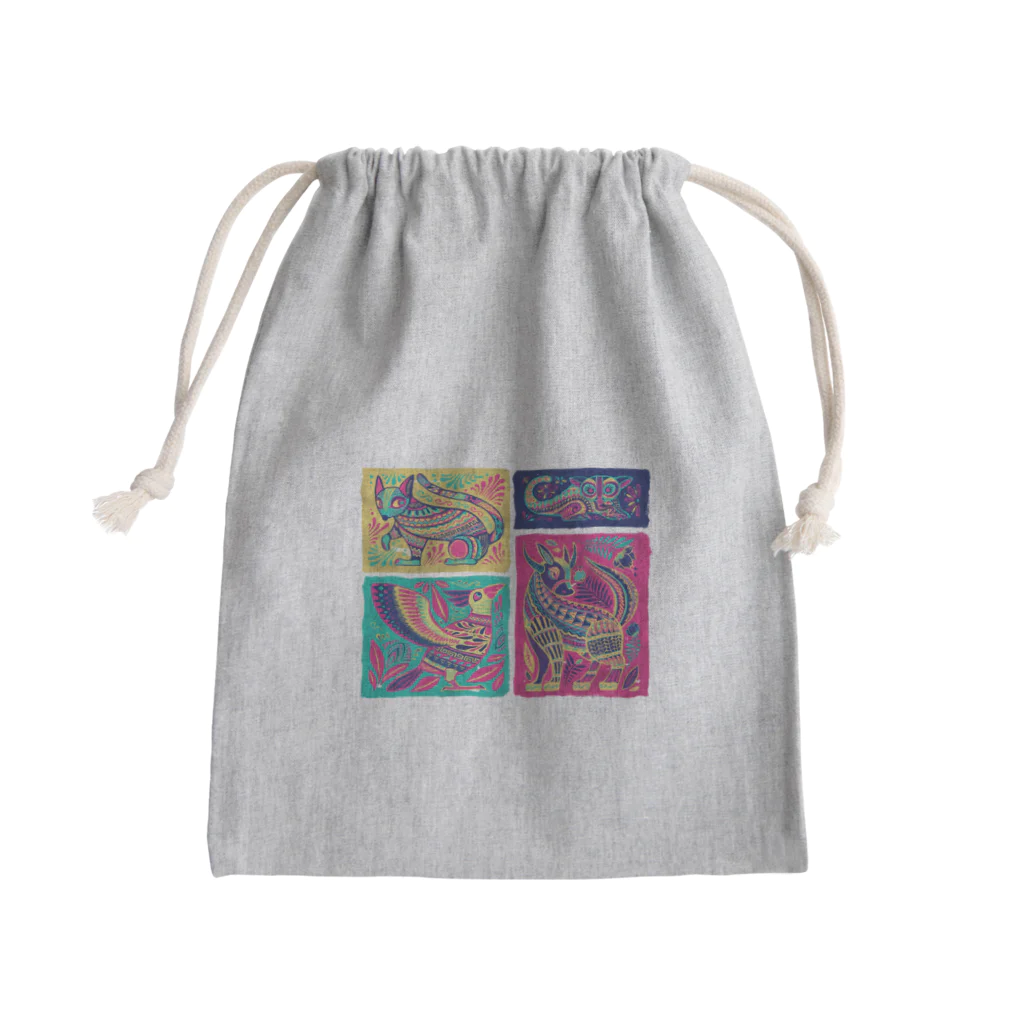 IZANAMI by Akane Yabushitaのメキシコのアレブリヘス（ピンク） Mini Drawstring Bag