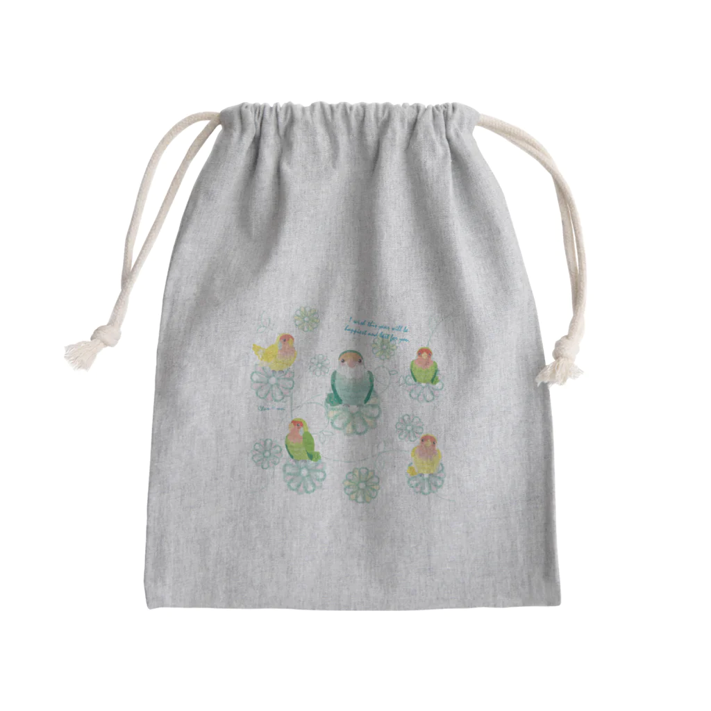 Satokostudioのコザクラインコと一緒 Mini Drawstring Bag