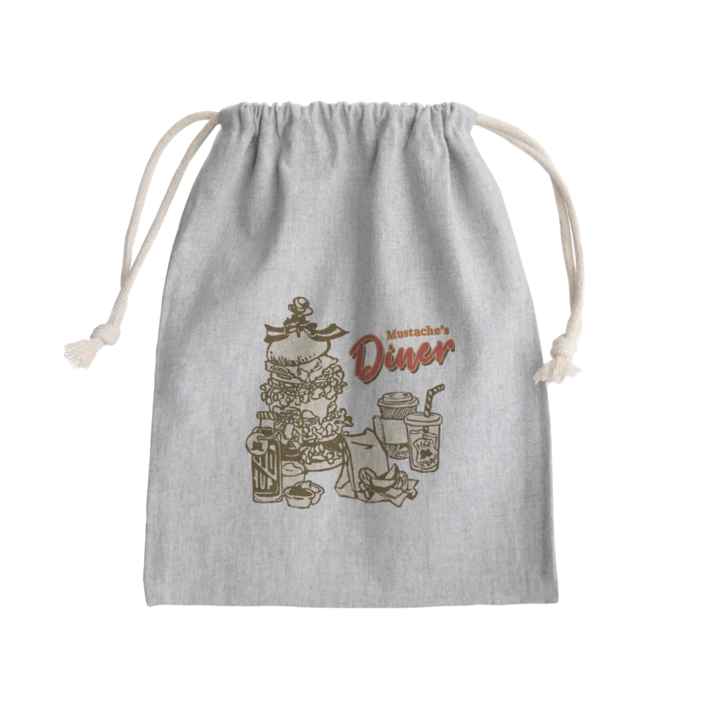 ハルイロ雑貨店　suzuri支店のMUSTACHE DINER Mini Drawstring Bag