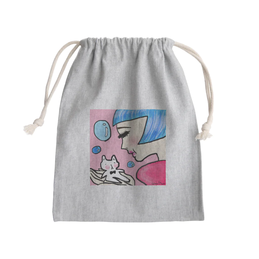 WataMayuroom☆のメルちゃんと白猫ぽんち Mini Drawstring Bag