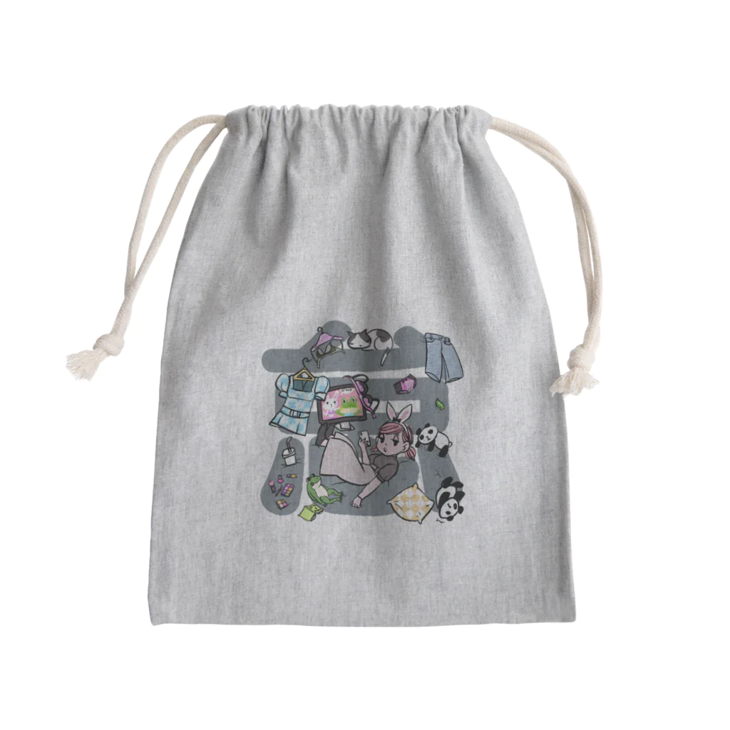 kaeruco(* 皿 *)のアンニュイ子 Mini Drawstring Bag