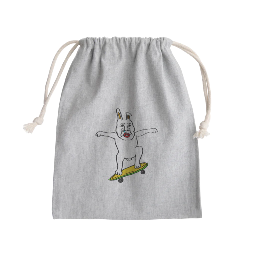 右手リアンうめもと公式のスケボーウサギたける Mini Drawstring Bag