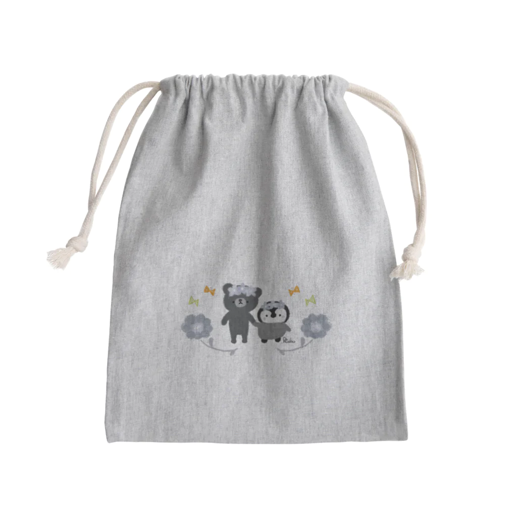 _Raikuのお花 すぎぐま ころっぺ 白黒 Mini Drawstring Bag