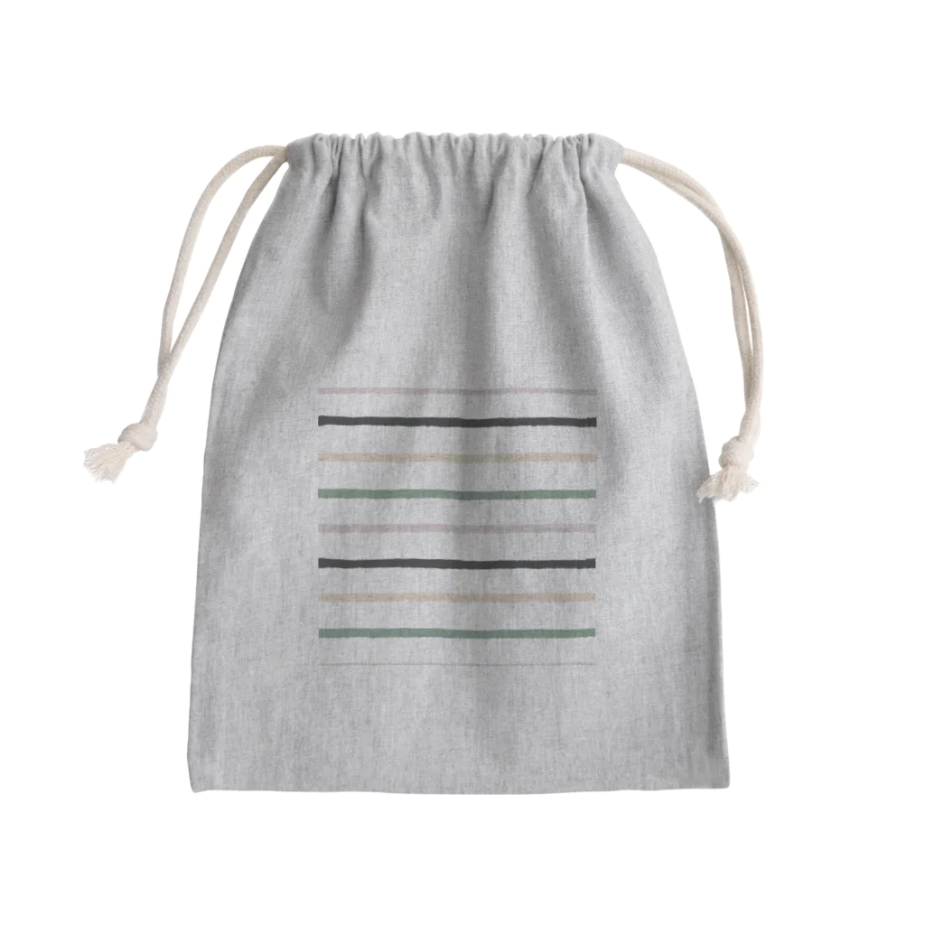 SANKAKU DESIGN STOREのノスタルジック横線。 Mini Drawstring Bag