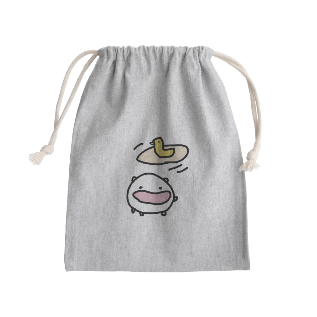 ダイナマイト87ねこ大商会のピザ生地にひよこを乗せて放り投げるねこです Mini Drawstring Bag