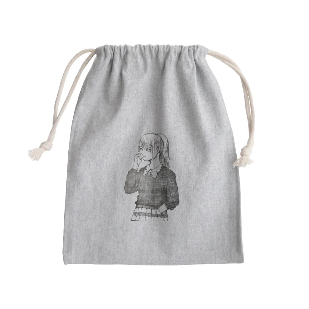 shikazu fashionの可愛いペン画イラスト Mini Drawstring Bag