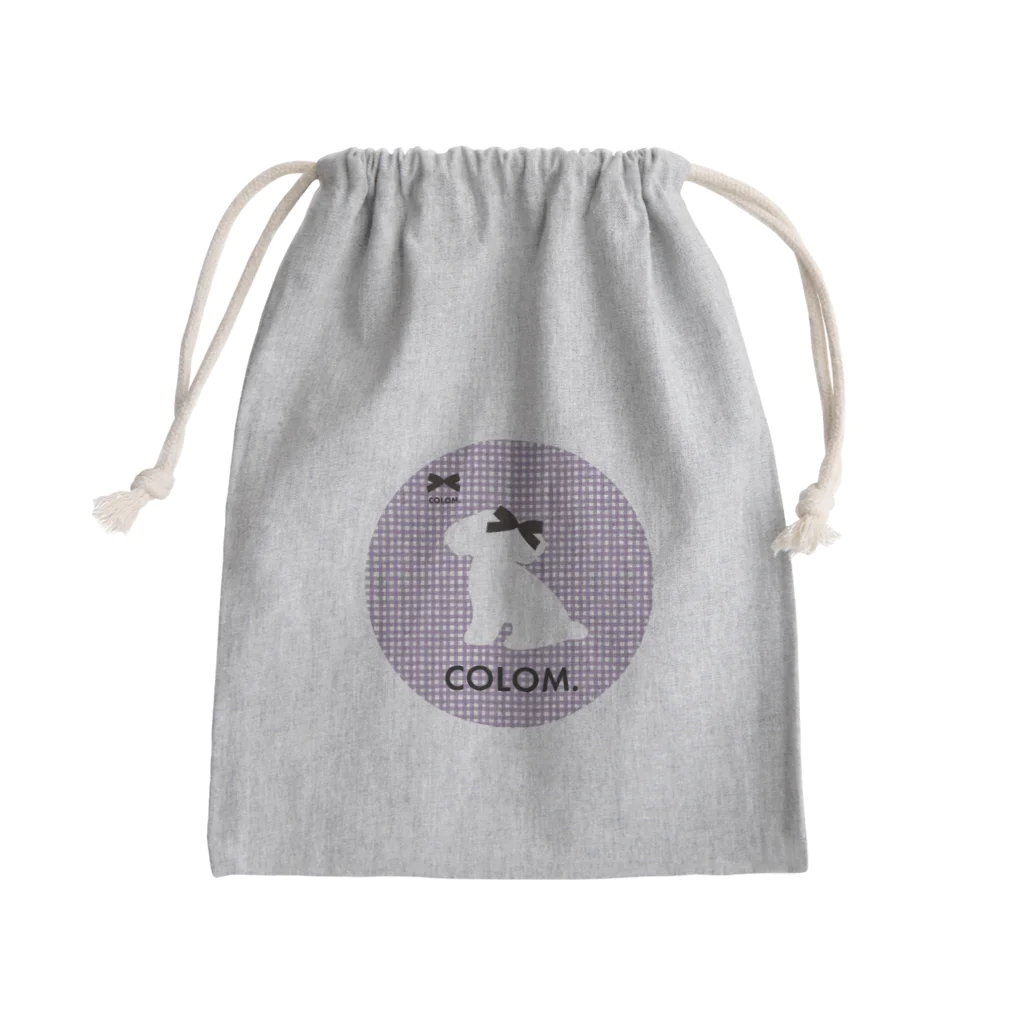 コロ。COLOM.犬いぬdogリボングッズ.の【コロ。COLOM.】紫パープルチェック！！トイプードル！かわいい！人気犬DOGグッズ！ といぷーどる きんちゃく