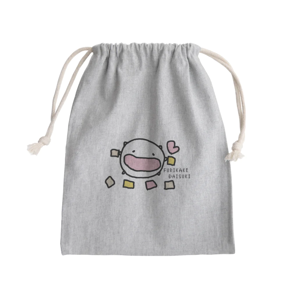 ダイナマイト87ねこ大商会のふりかけの小袋(中は空っぽ)を集めるねこです Mini Drawstring Bag