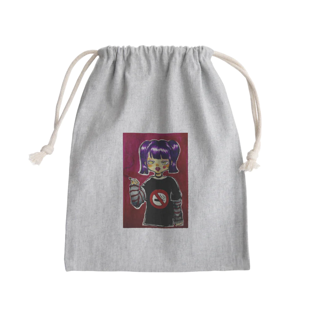 まこたろうの禁煙ガール Mini Drawstring Bag