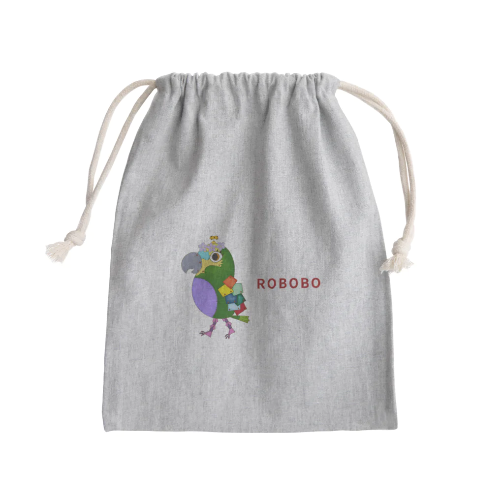 ねこぜや のROBOBO アオボウシインコ Mini Drawstring Bag