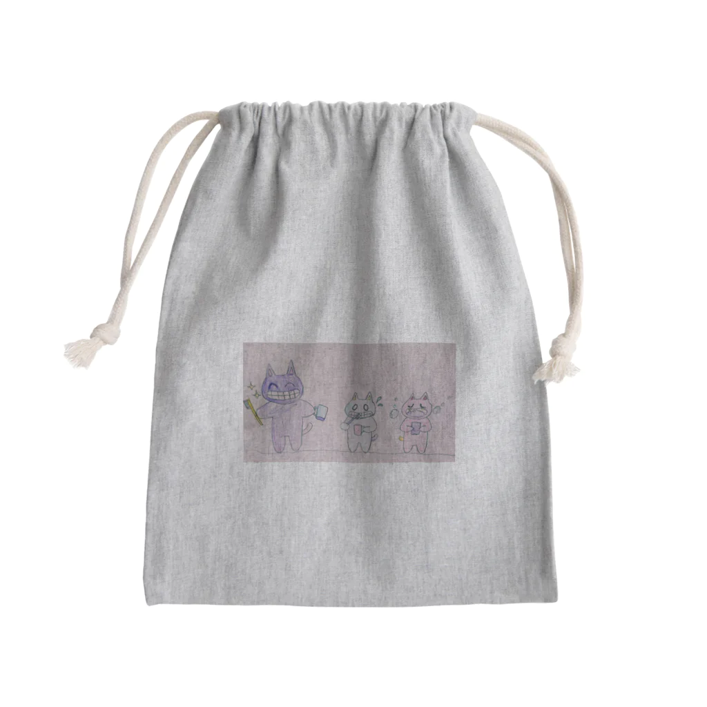 山眠るの歯磨き猫親子 Mini Drawstring Bag