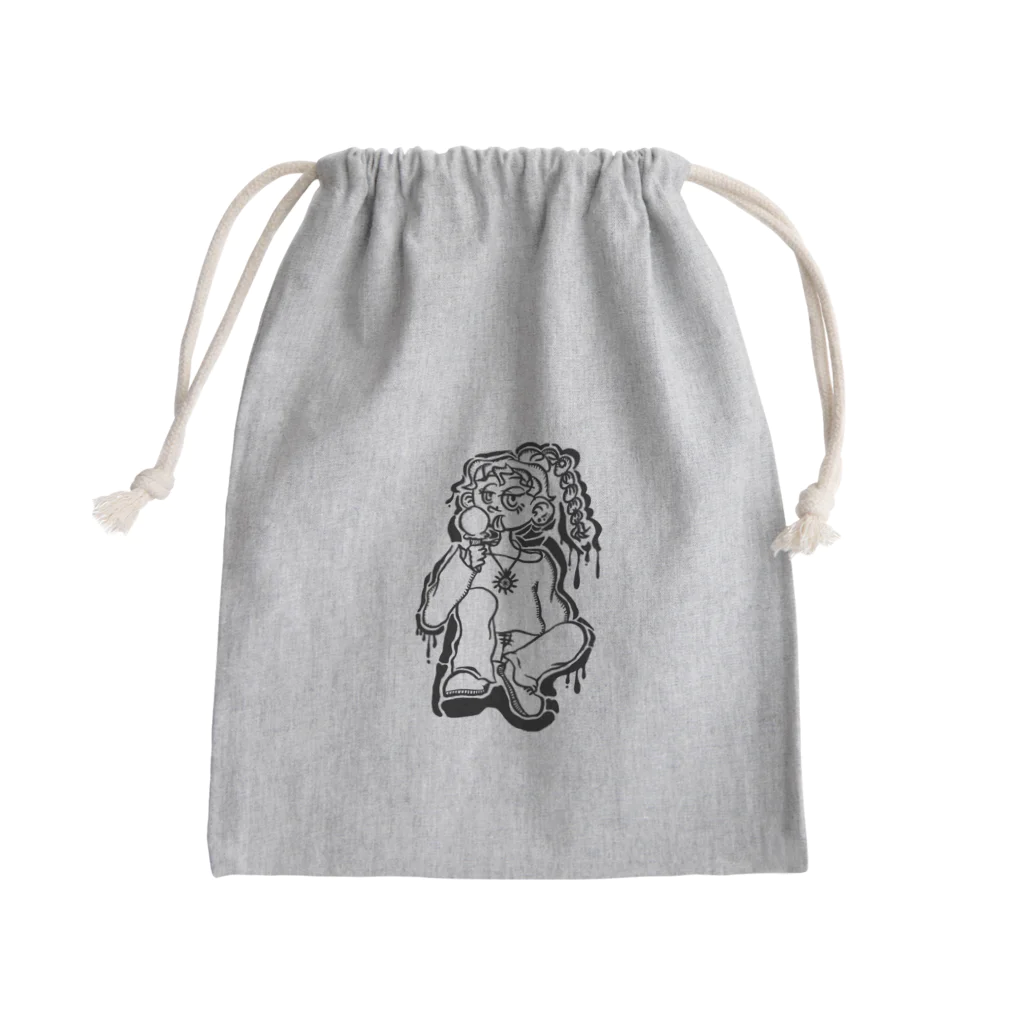 暇人のアイス女子（モノクロ） Mini Drawstring Bag