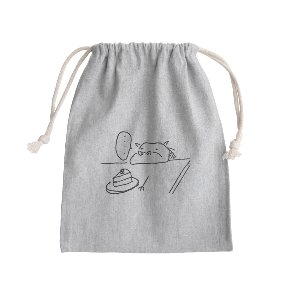 e-nagaのケーキを見つめるカバ Mini Drawstring Bag