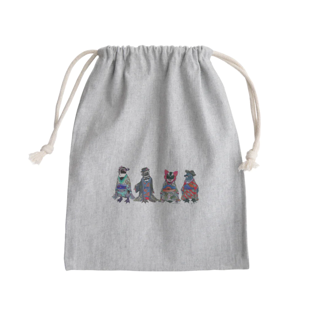 ヤママユ(ヤママユ・ペンギイナ)の桜梅桃李-Spheniscus Kimono Penguins- Mini Drawstring Bag
