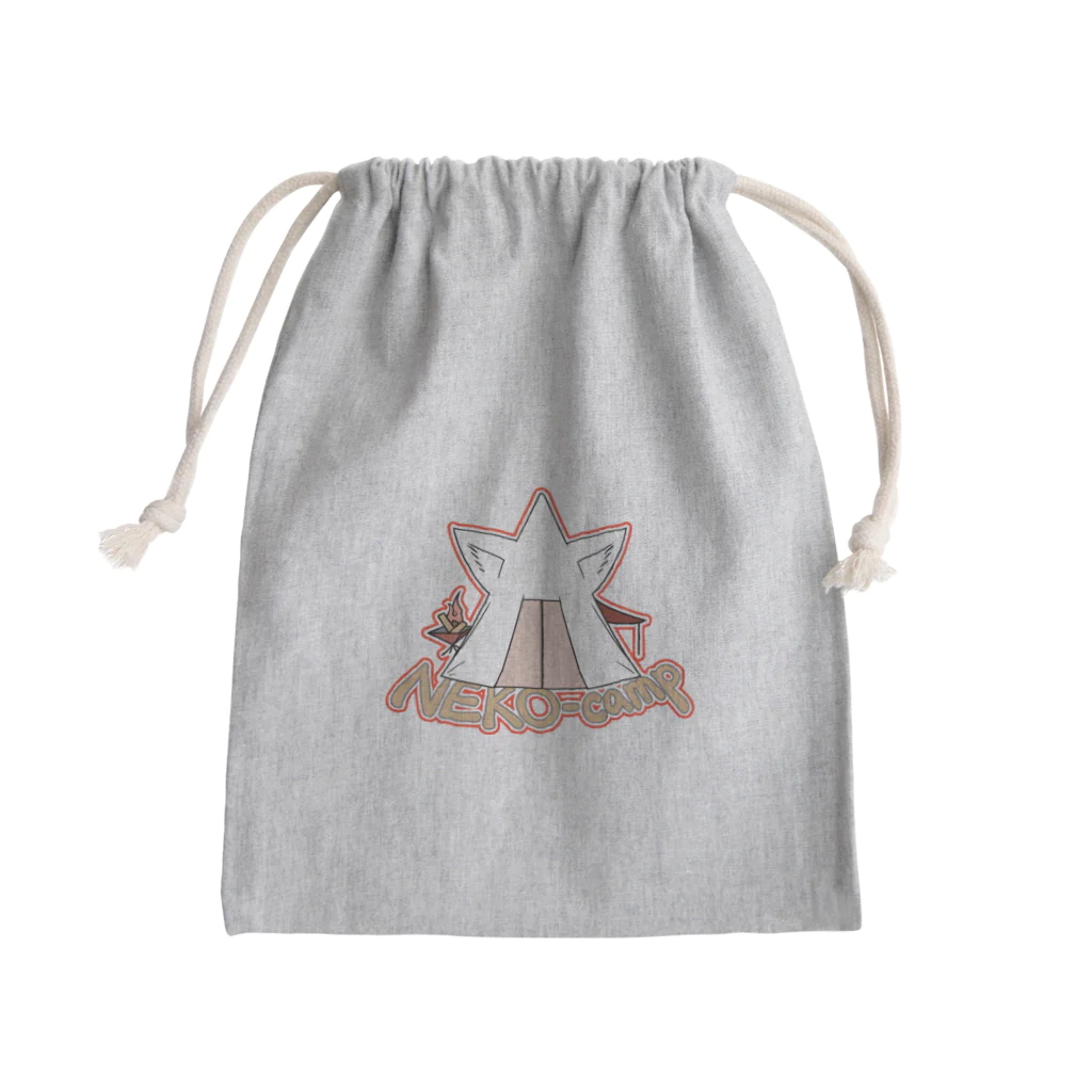 あいすきゃっとの猫キャンプ（白） Mini Drawstring Bag