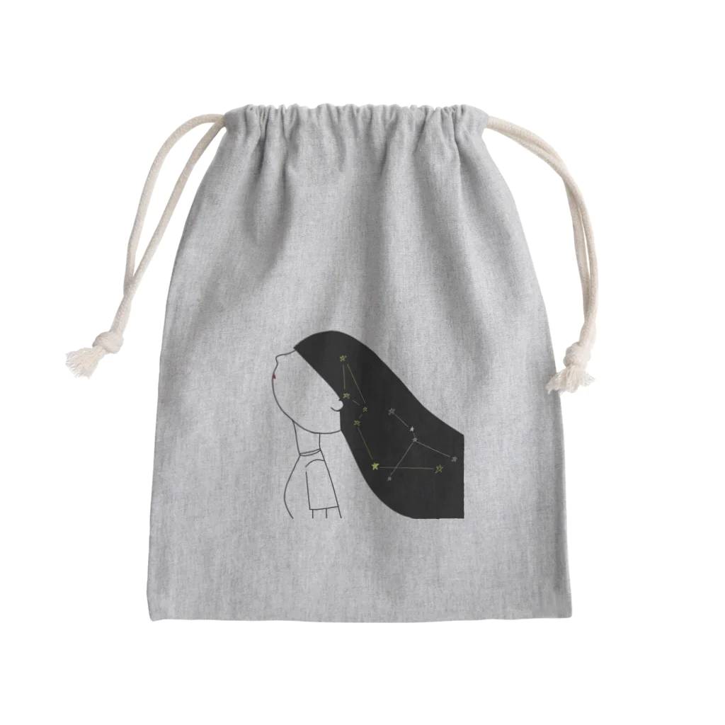 渡志ノエの黒髪宇宙 Mini Drawstring Bag
