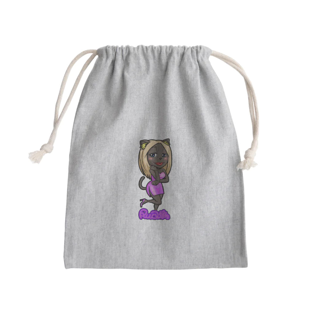 瑠愛☆ピアノ弾き語りの黒ひょうルアたん Mini Drawstring Bag