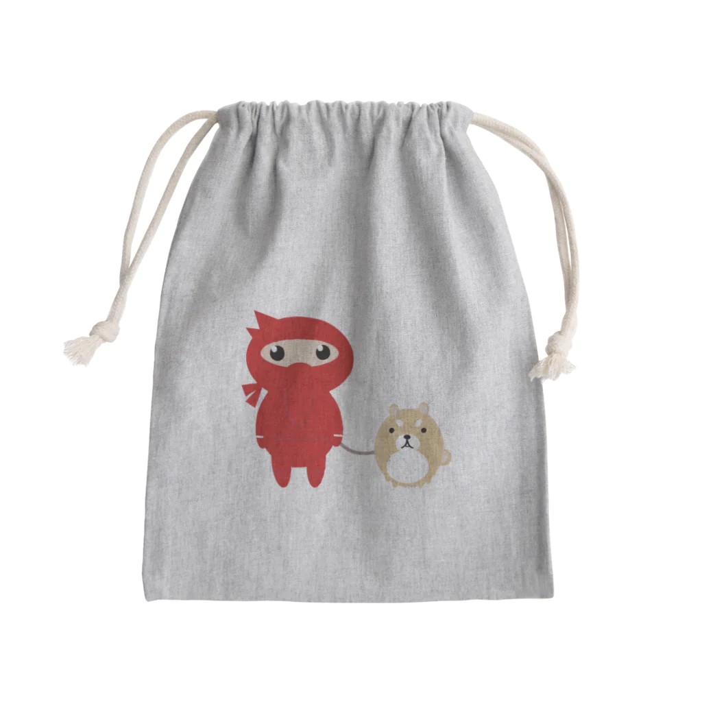 バンコクのプロ忍者の忍者と犬（ロゴなし） Mini Drawstring Bag