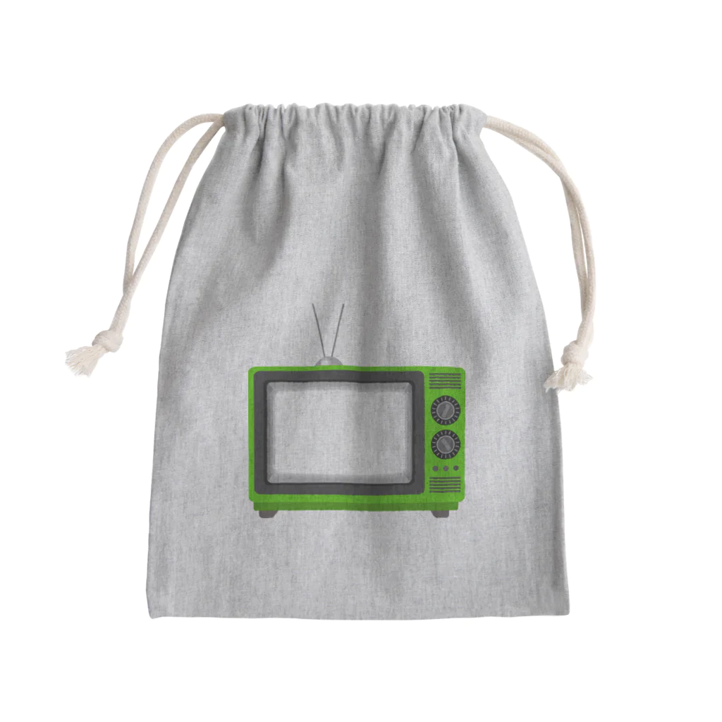 illust_designs_labのレトロな昭和の可愛い緑色テレビのイラスト 画面オン きんちゃく