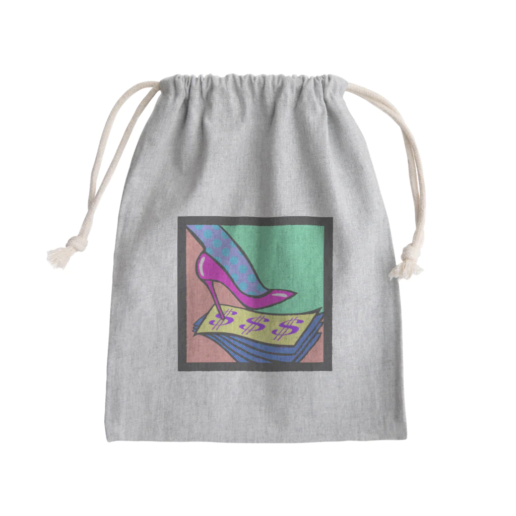 Mieko_KawasakiのMONEY MONEY MONEY / お金とキャリアとハイヒール Mini Drawstring Bag