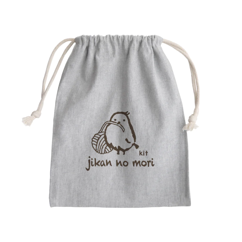 時間の森工房goodsの毛糸玉と時間の森の小鳥 Mini Drawstring Bag