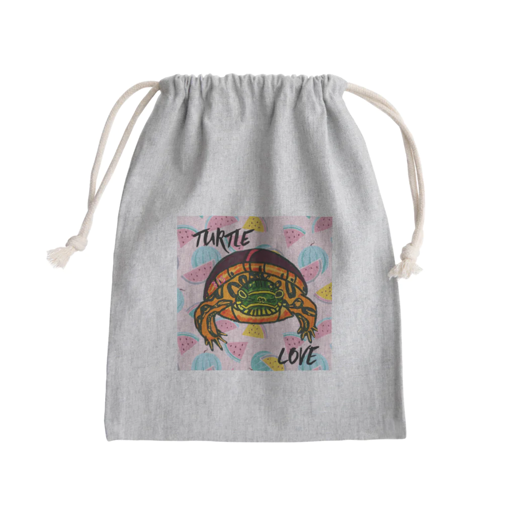 316(MIHIRO)のアカセスジガメちゃん カラフル Mini Drawstring Bag