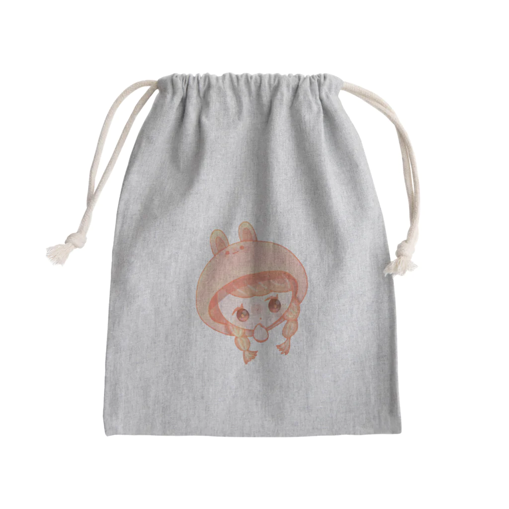 Carameroのうさぎ帽の三つ編みちゃん Mini Drawstring Bag