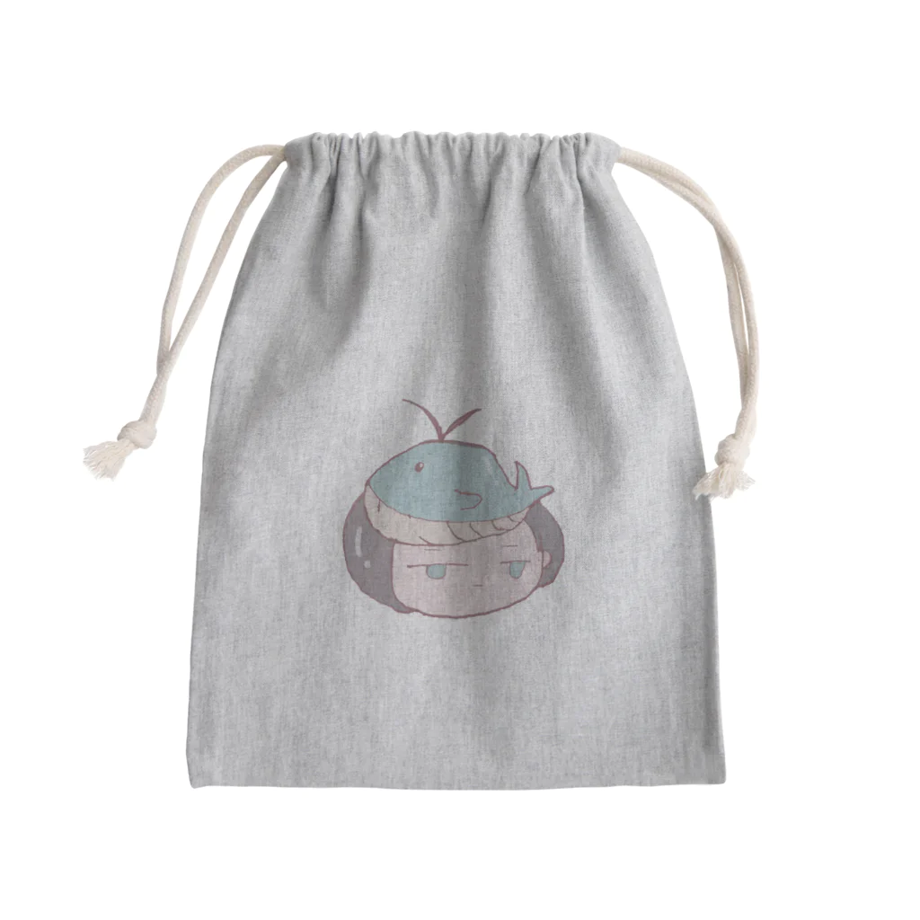 天ぷら・故のくじらブルー Mini Drawstring Bag