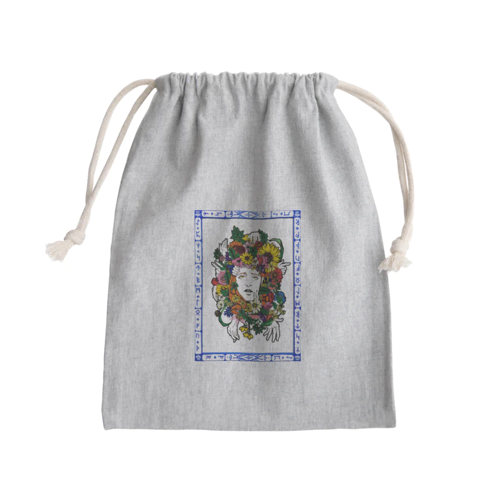 KOUTA TANIGUCHIのお花に囲まれる人　額有ver Mini Drawstring Bag