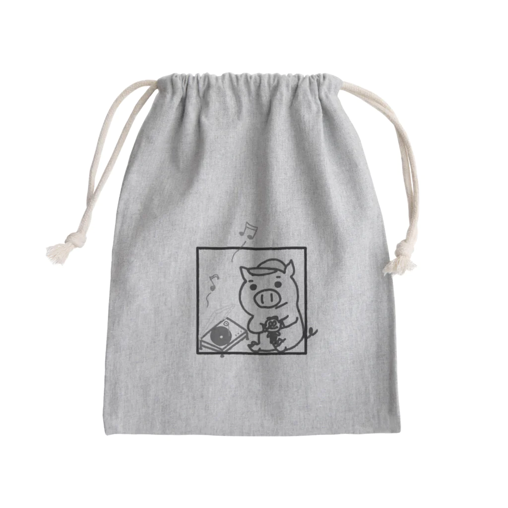 なりぶーのブタ公とレコード Mini Drawstring Bag