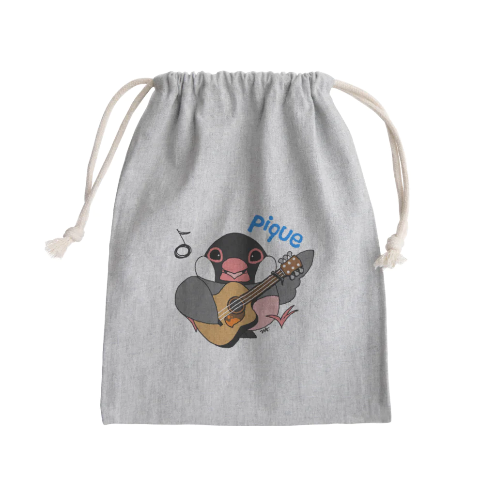 ピケ@音楽好きと繋がりたいの文鳥音楽ピケ（ピケ、ギターver） Mini Drawstring Bag