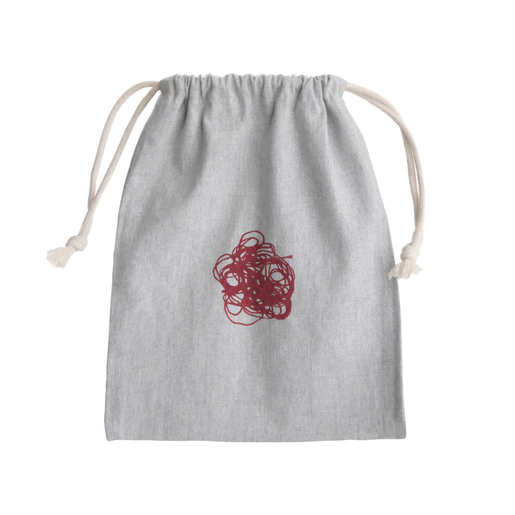 よこまち横町のもじゃもじゃ／赤 Mini Drawstring Bag