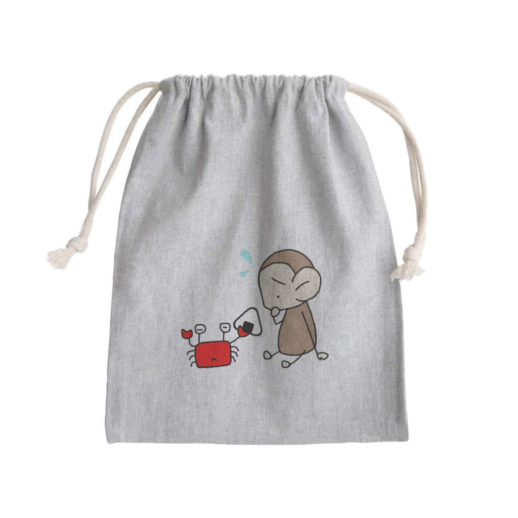 ほぼ動物園のさるとかに Mini Drawstring Bag