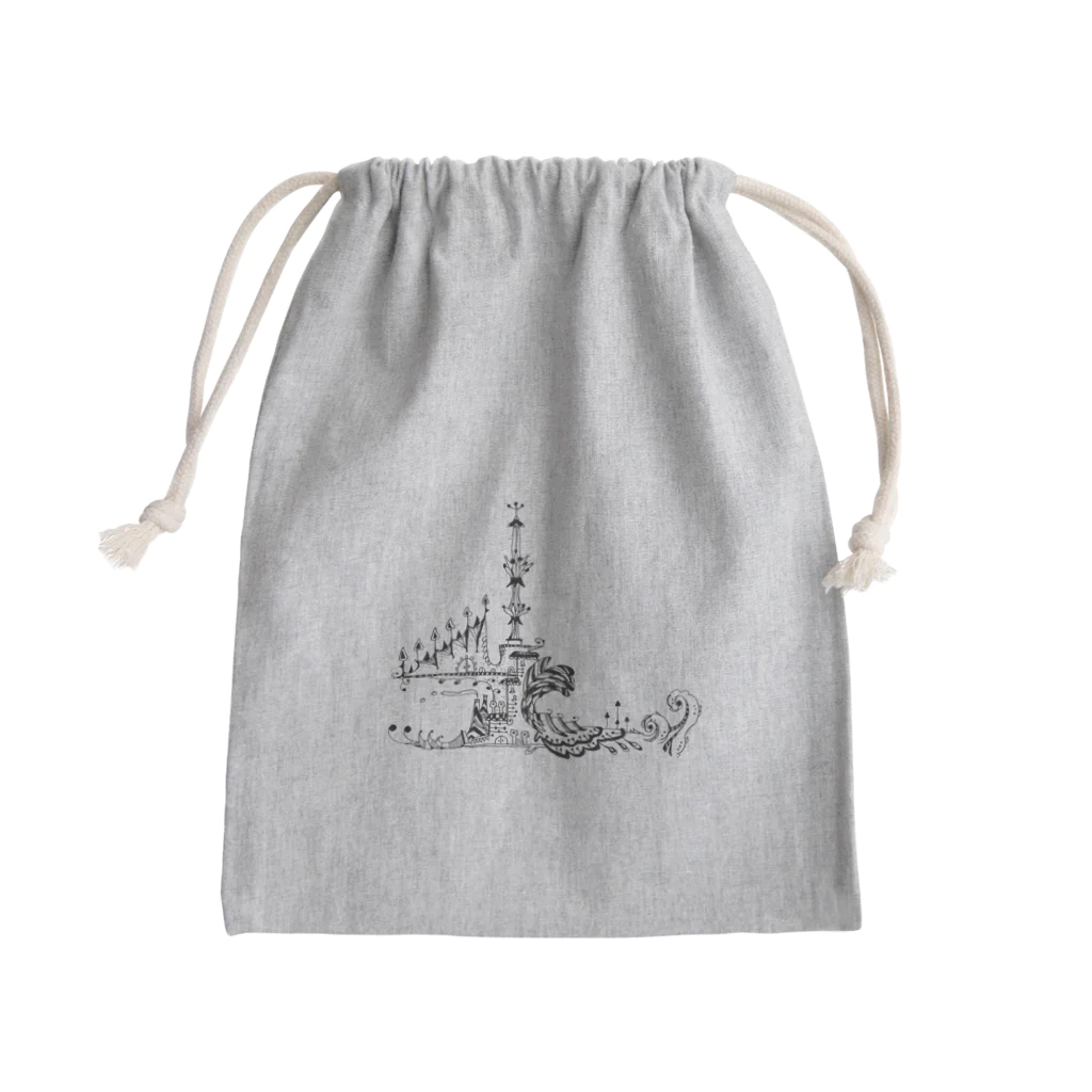 ののまるん屋（nonomaRun)の波打ち際の城 Mini Drawstring Bag