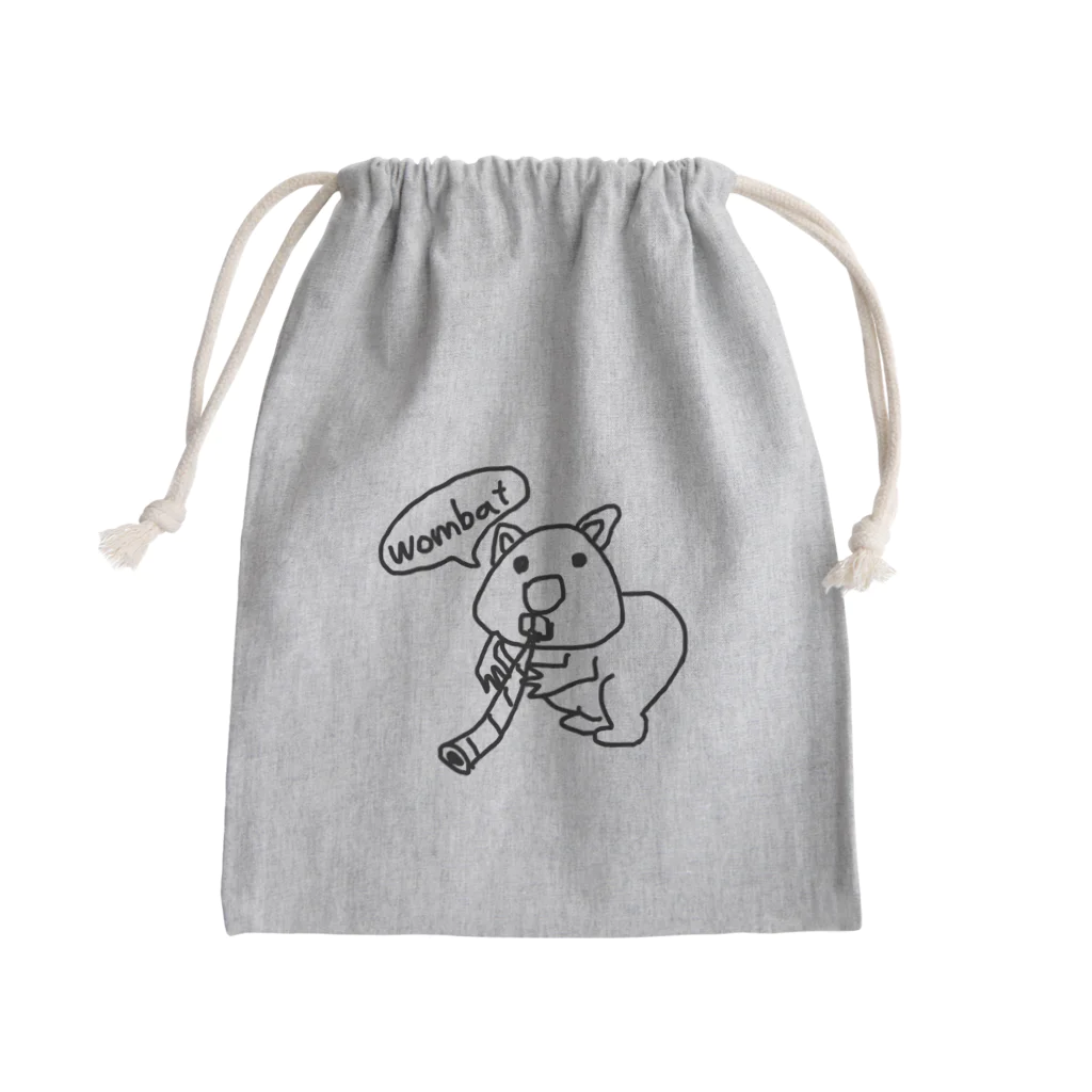 ym303bass オフィシャルショップのウォンバットとディジュリドゥ Mini Drawstring Bag