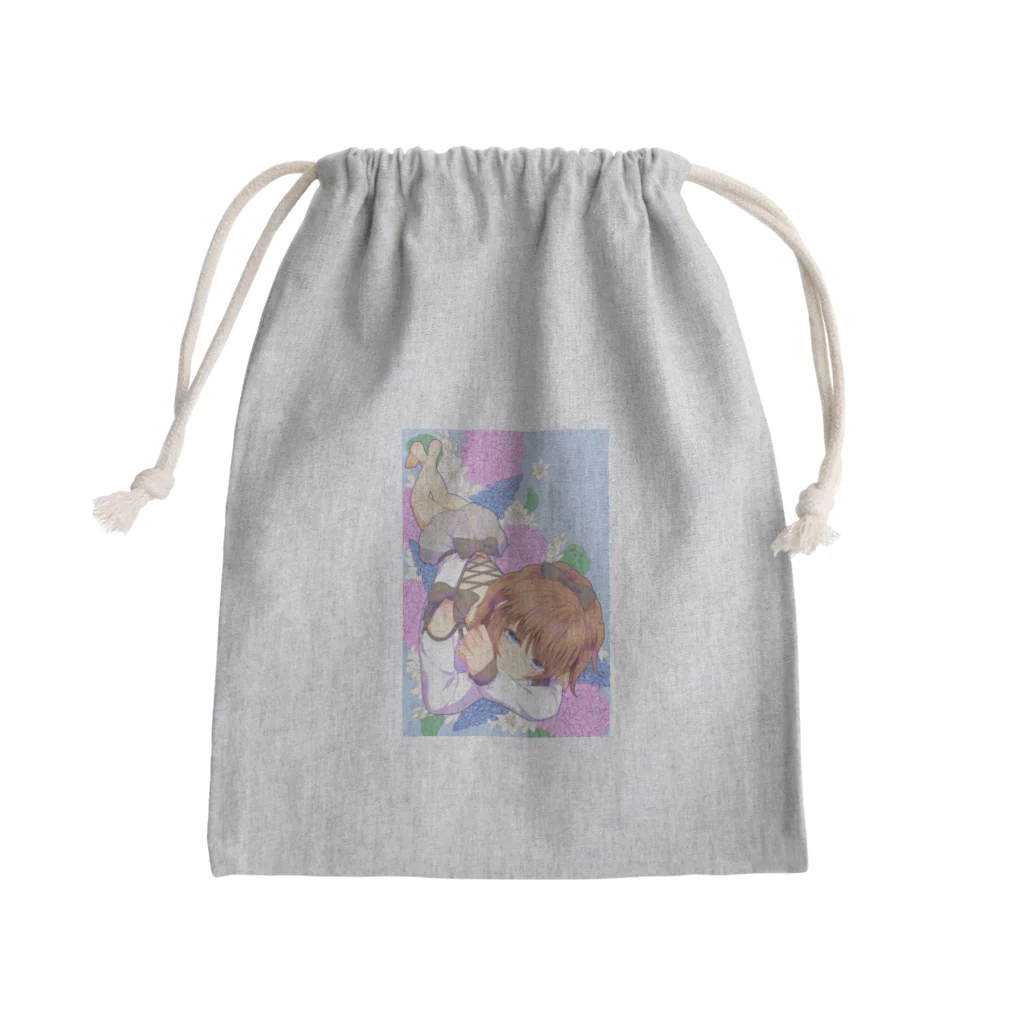 花信風のお店の青い花と女の子 Mini Drawstring Bag