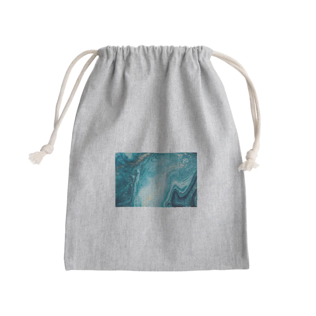 ya-pyの大理石 青 金箔 Mini Drawstring Bag