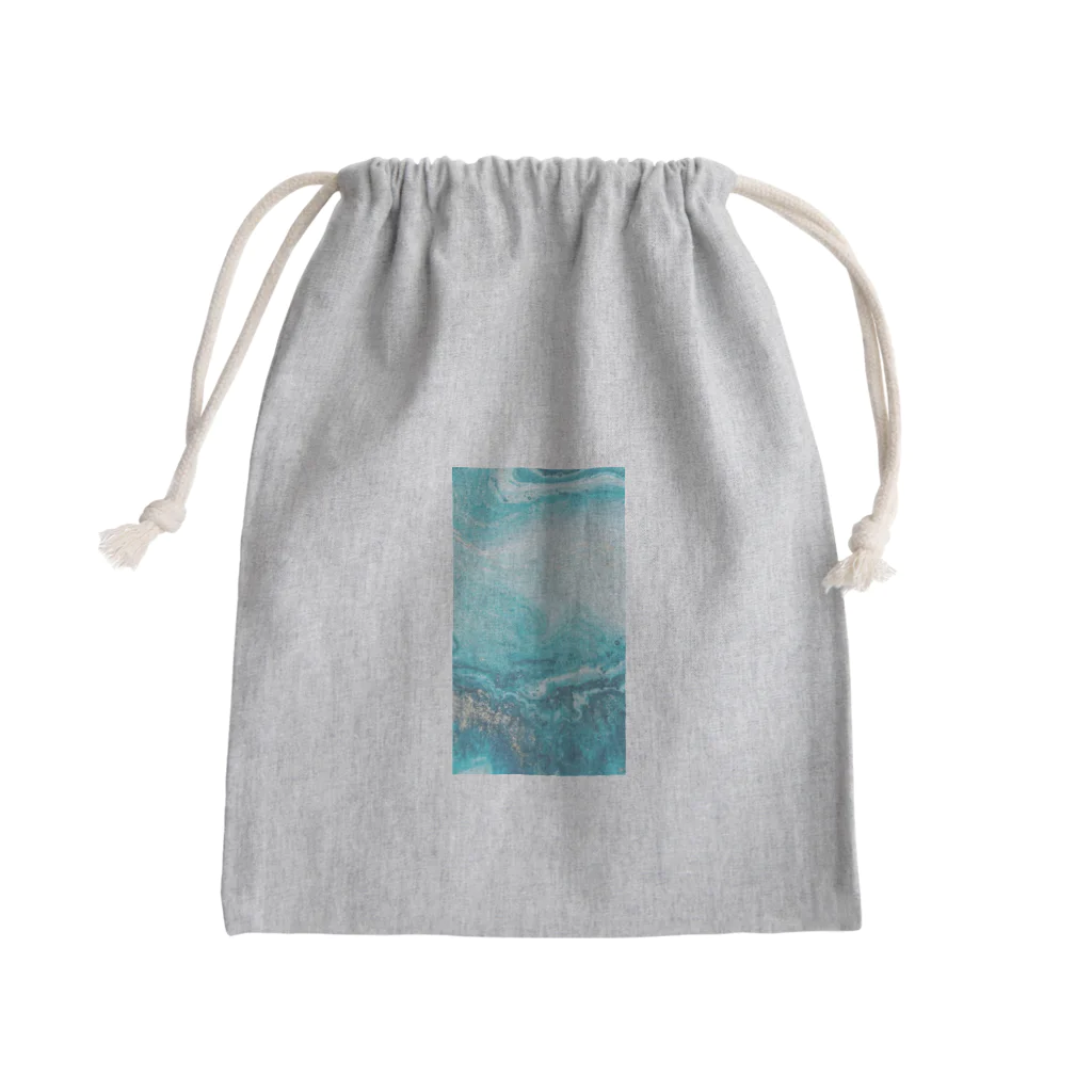 ya-pyの大理石 ターコイズ Mini Drawstring Bag