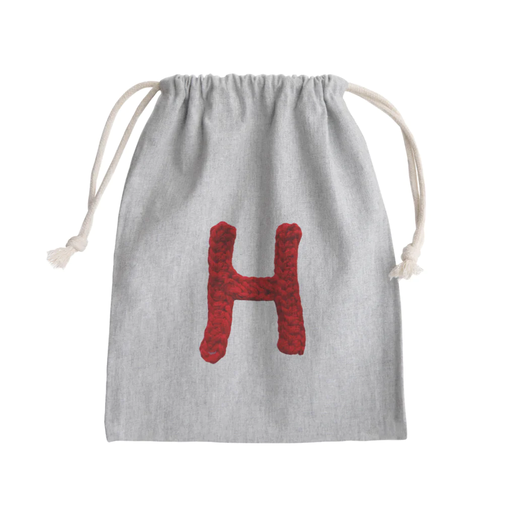 よこまち横町のアルファベット巾着/H Mini Drawstring Bag