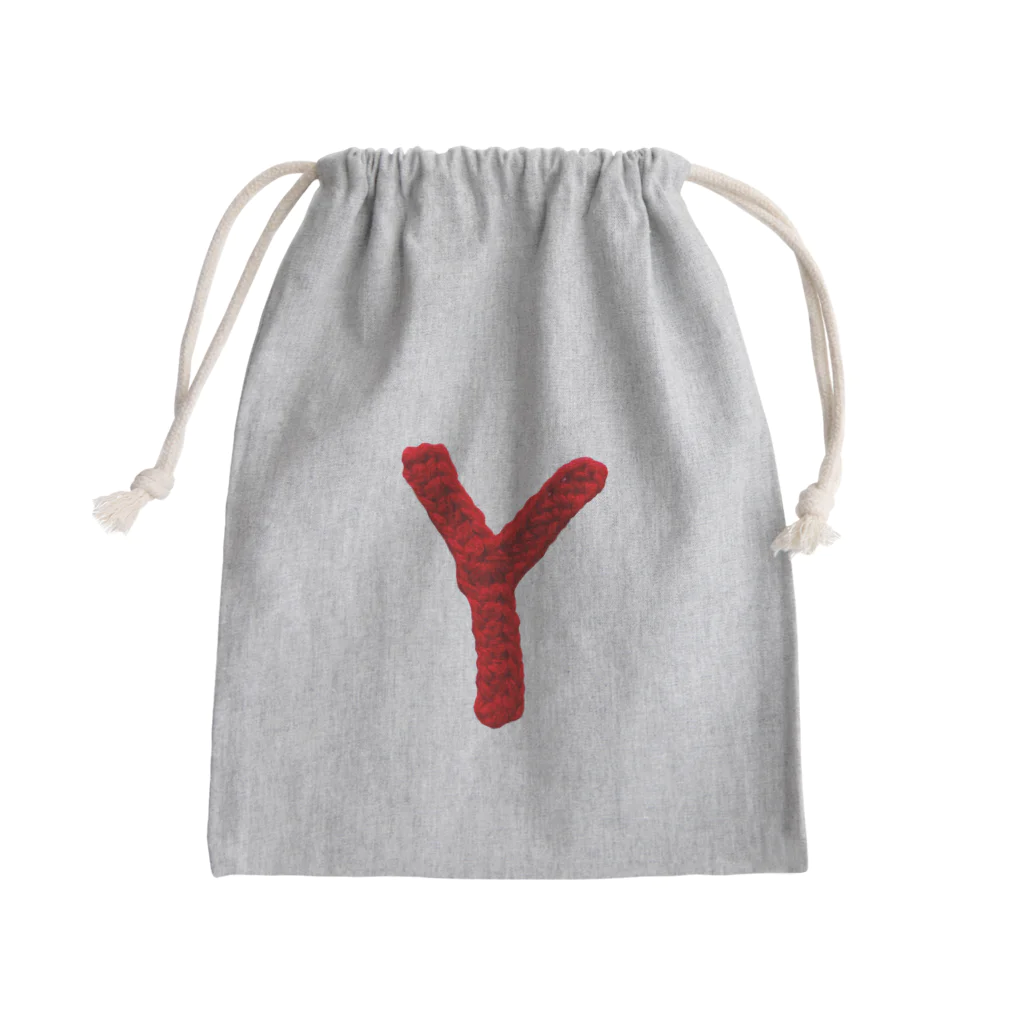 よこまち横町のアルファベット巾着/Y Mini Drawstring Bag