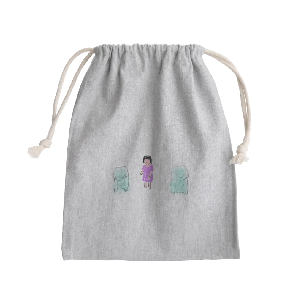 犬吠え商店のこまいぬガール(Q庭園) Mini Drawstring Bag