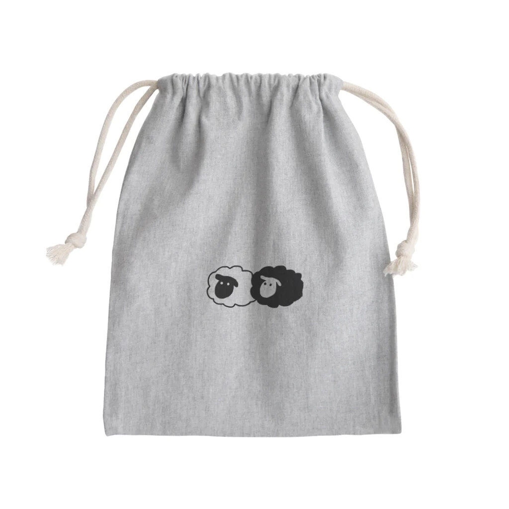 みっこのモノクロひつじ Mini Drawstring Bag