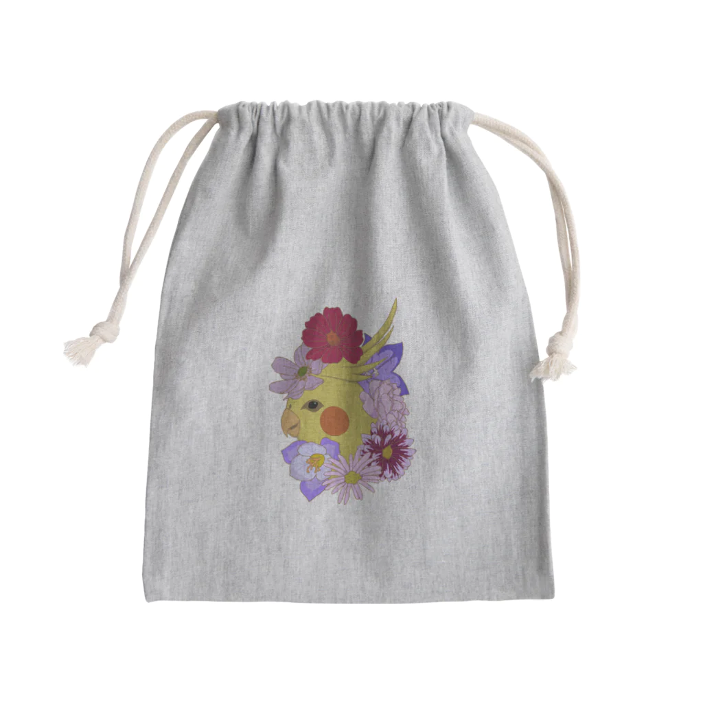 prunelleのインコと花 Mini Drawstring Bag